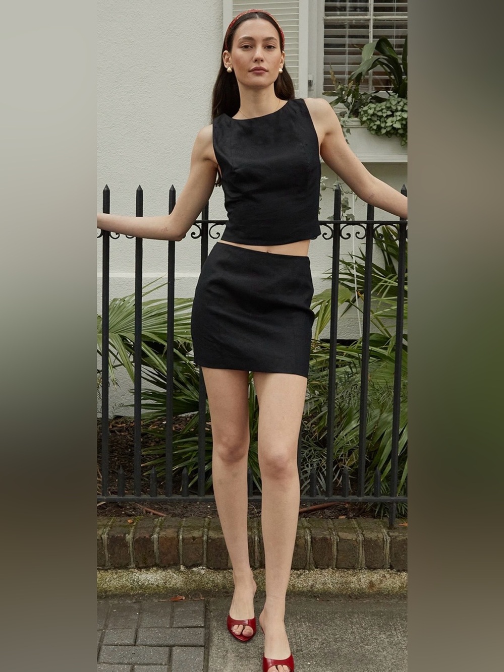 Kourt Irina Linen Mini Skirt Set NWT — Black Size 4 Tibi inspired - Picture 3 of 8